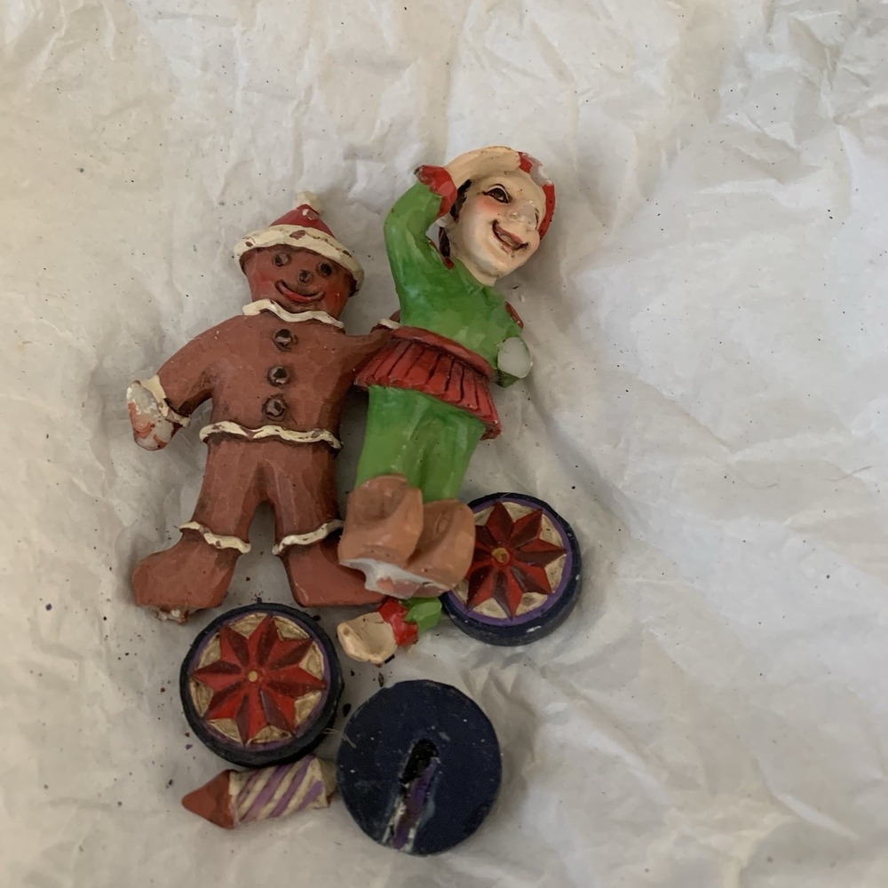 Jim Shore Candy Cane Caboose Christmas Elf Gingerbread Man 4025632‎ FOR REPAIR - Picture 2 of 5